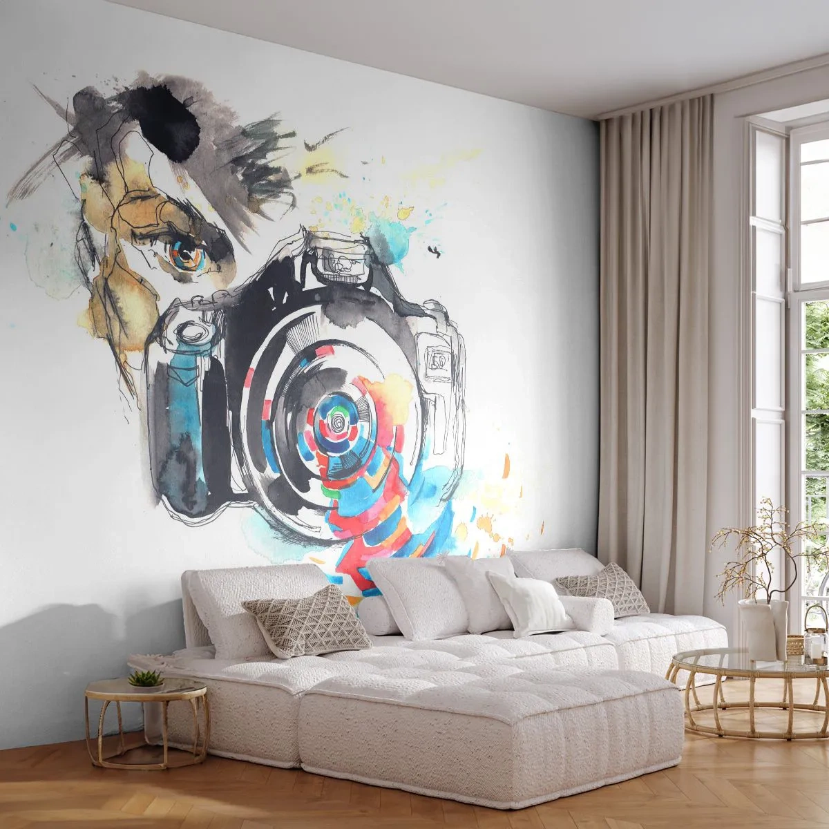 Fototapeta Samolepicí Deluxe Sticker - Okem objektivu - Abstrakce, Fotoaparát, Fotograf - 200x140 cm