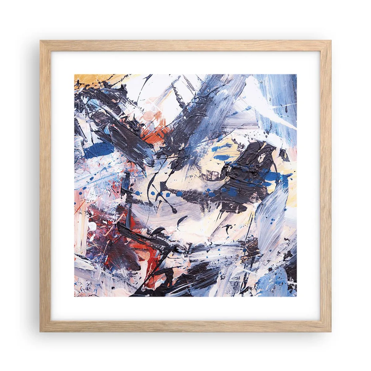 Plakát v rámu světlý dub - Bláznivý tanec abstrakce - 40x40 cm
