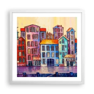 Plakát v bílém rámu - Město jako z pohádky - 50x50 cm