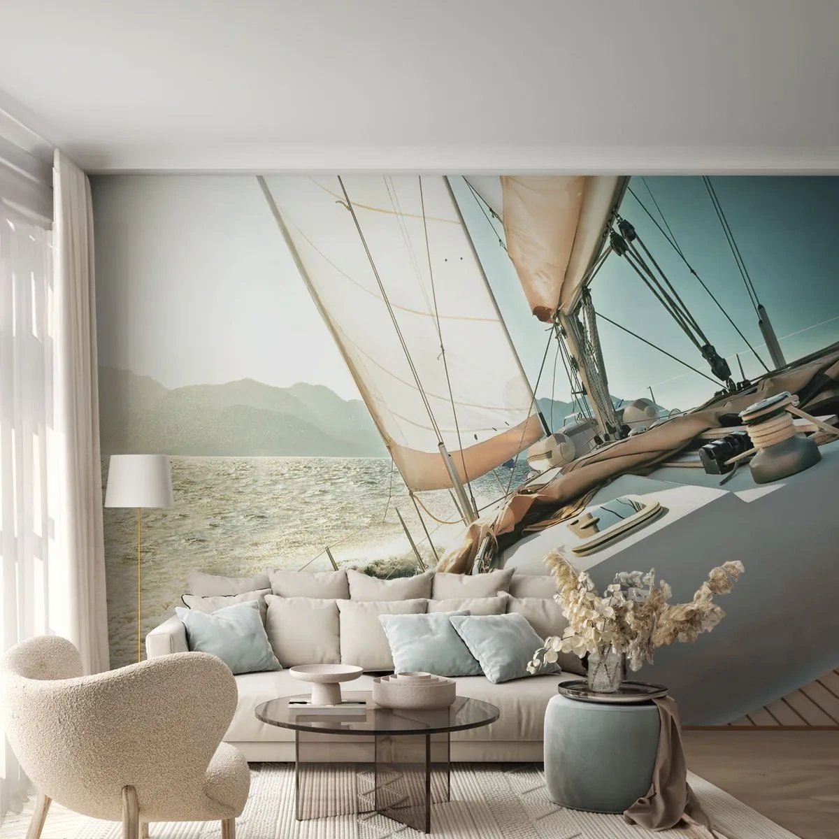 Fototapeta Premium Canvas - Pod plnými plachtami - Jachta, plachtění, Moře - 250x175 cm