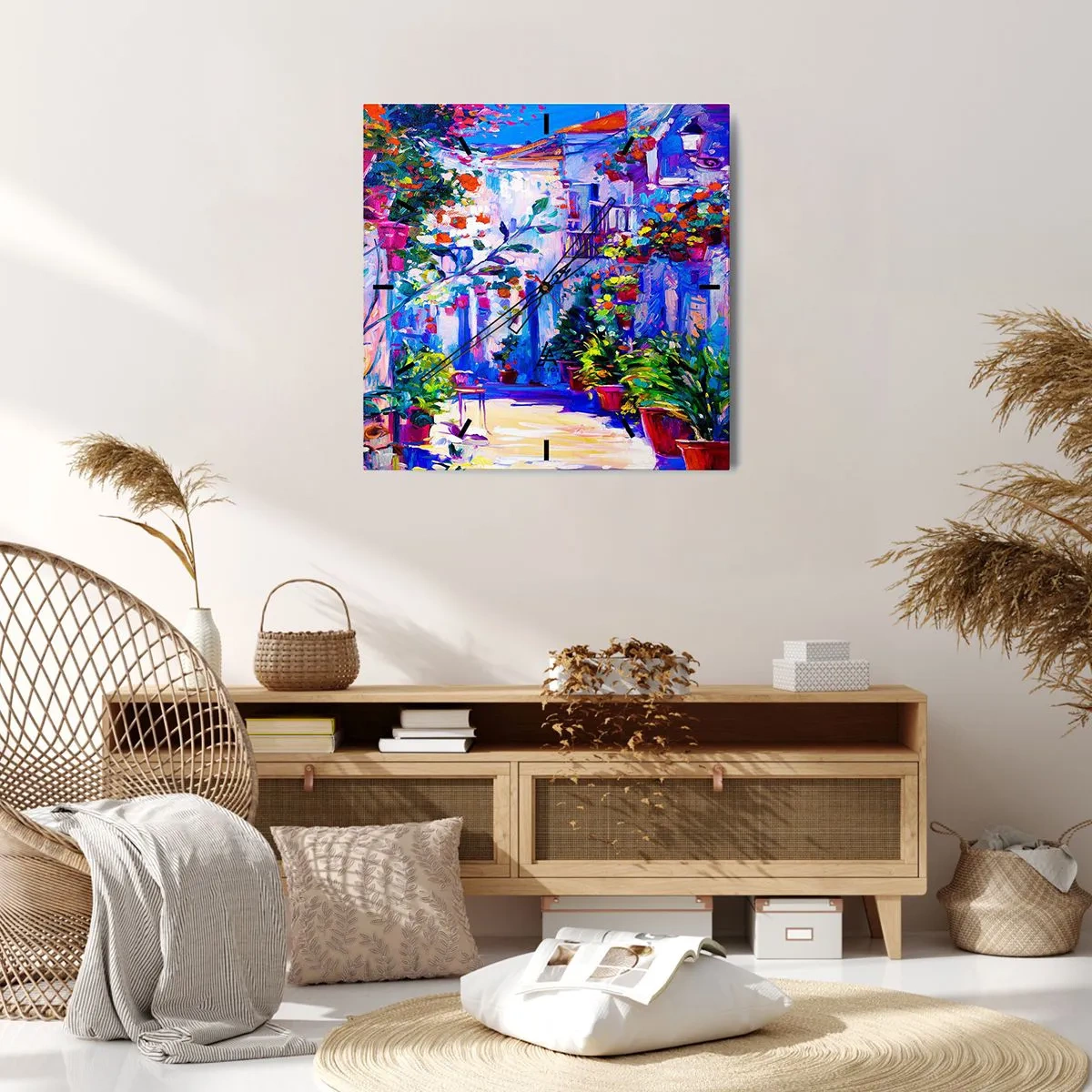 Nástěnné hodiny - Imprese - italská ulička - 40x40 cm