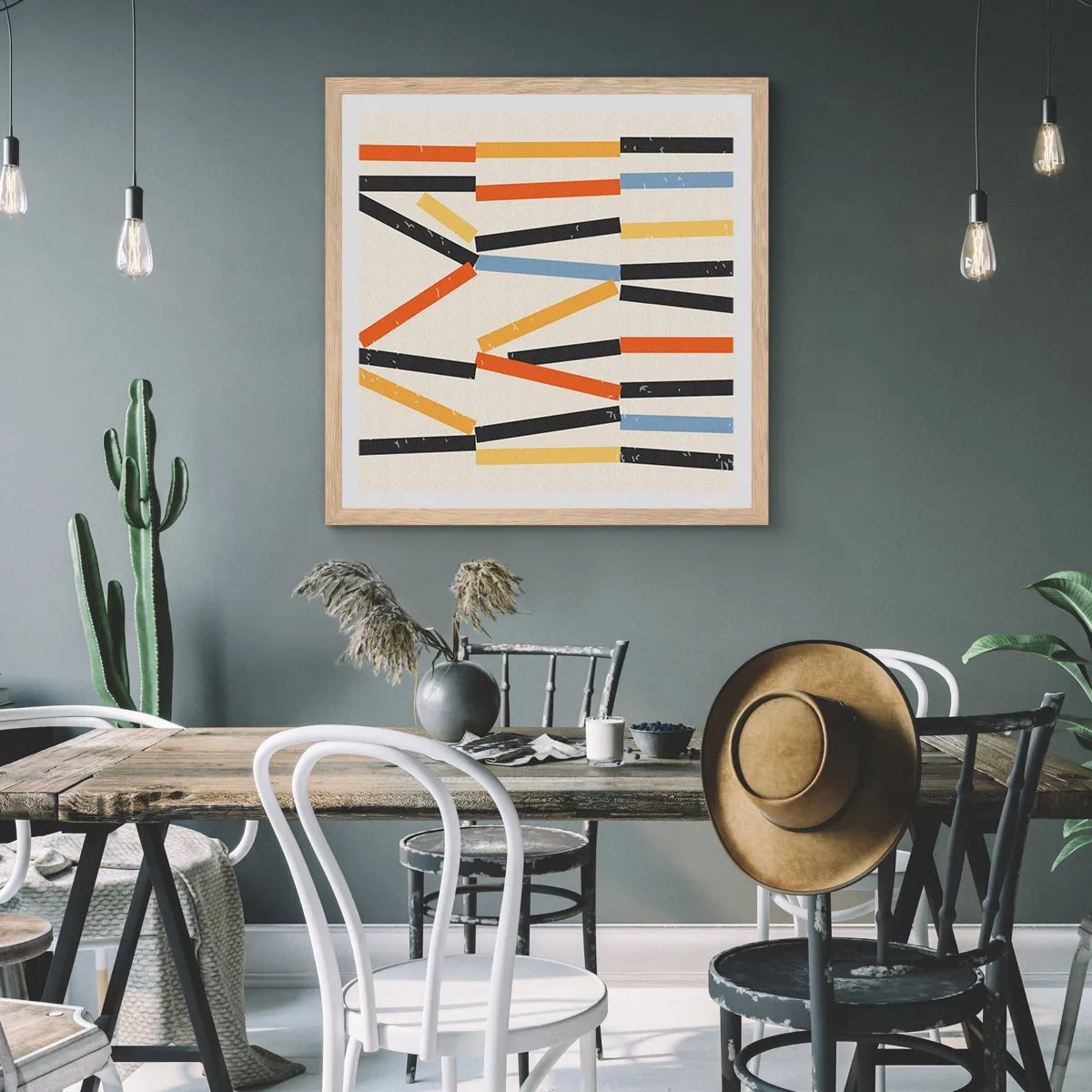 Plakát v rámu světlý dub - Kompozice na úrovni - 60x60 cm