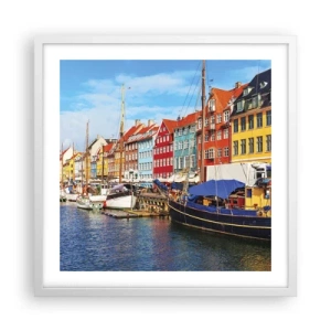 Plakát v bílém rámu - Radostné nábřeží - 50x50 cm