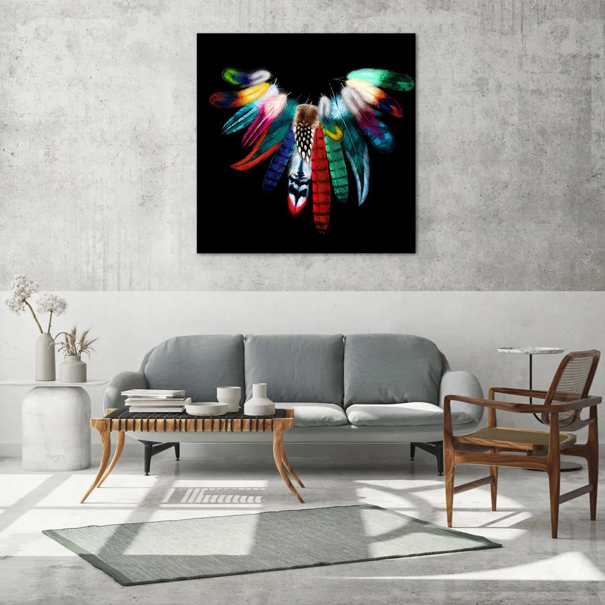 Obraz na skle - Indiánský náhrdelník - 70x70 cm