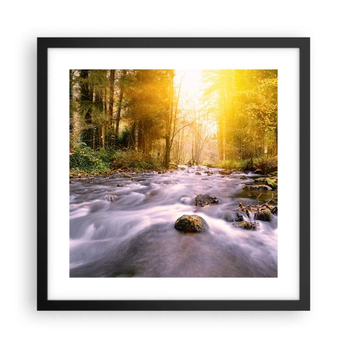 Plakát v černém rámu - Malachit ve stříbrně-zlaté podobě - 40x40 cm