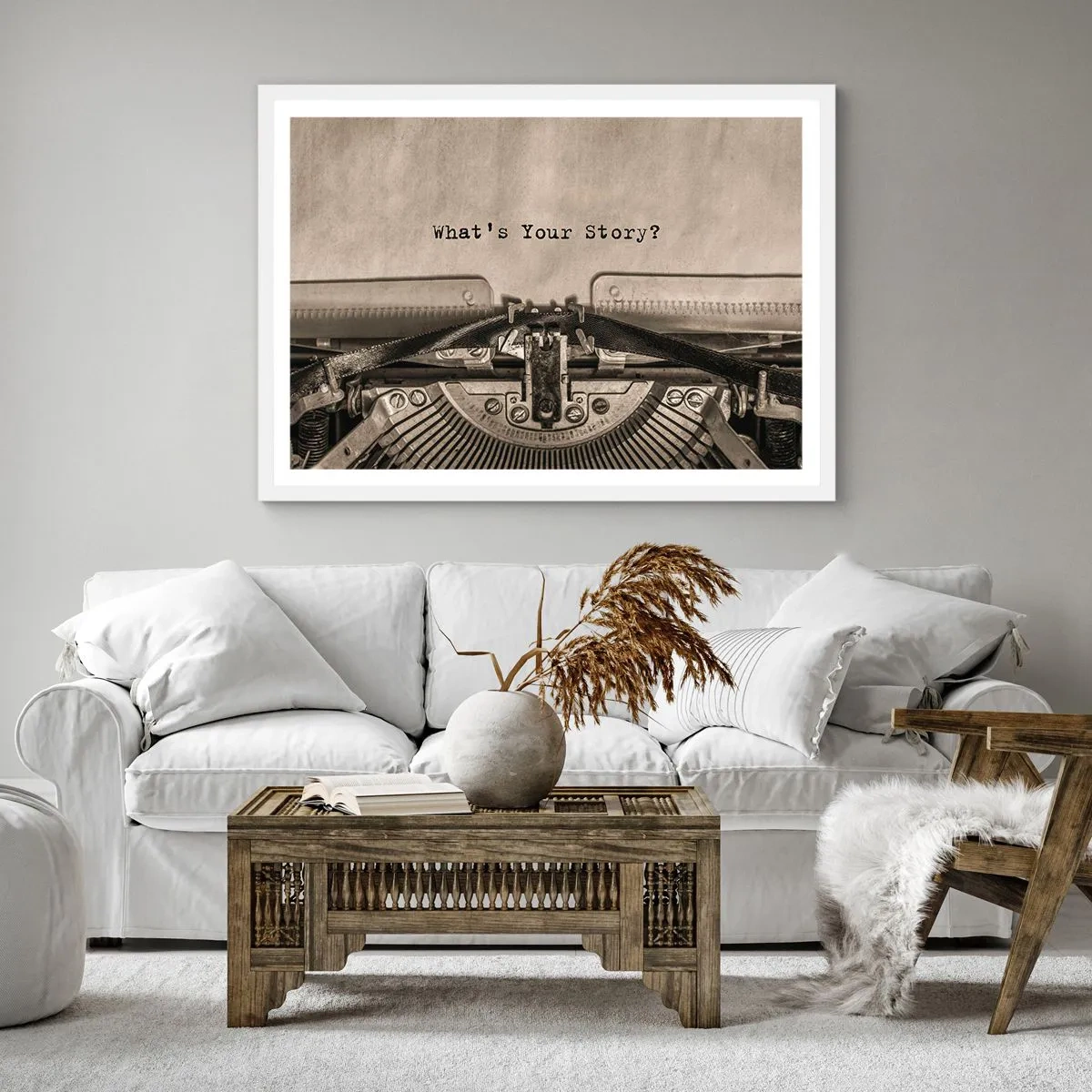 Plakát v bílém rámu - Pověz mi - 30x30 cm