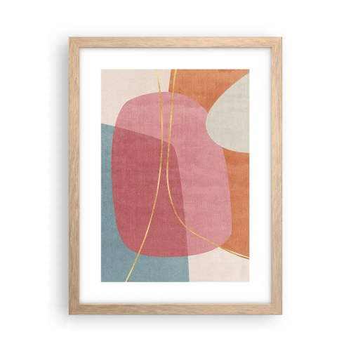 Plakát v rámu světlý dub - Pastelová kompozice se zlatou nití - 30x40 cm