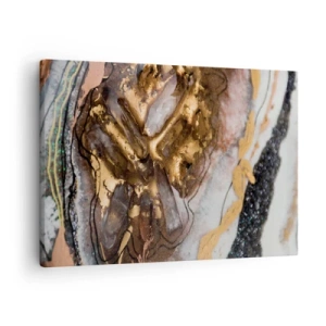Obraz na plátně - Abstraktní kompozice s prvky zlata a krystalů - 70x50cm - Prvek země - Moderní nástěnná dekorace do obývacího pokoje a ložnice ARTTOR
