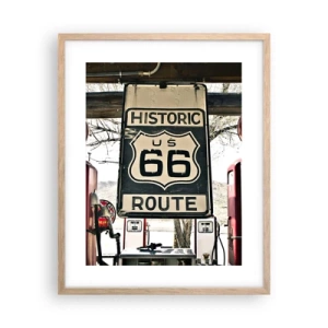 Plakát v rámu světlý dub - Americká retro cesta - 40x50 cm
