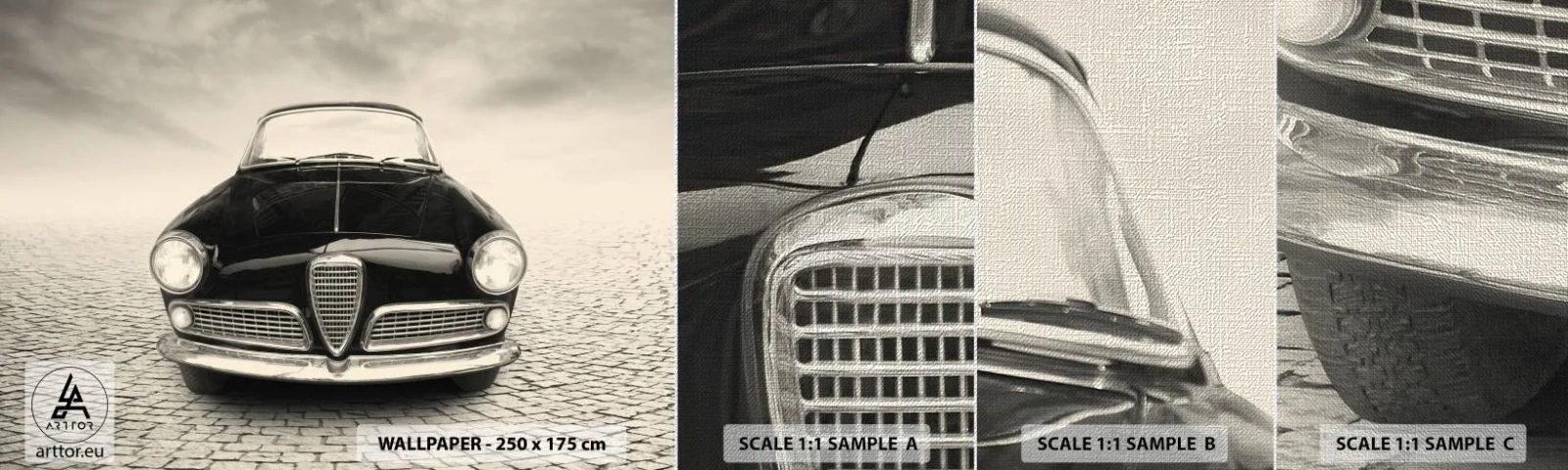 Vzor Fototapety Premium Canvas - Jak mě nemilovat? - Auto, Vinobraní, Černý a bílý - 100x30 cm