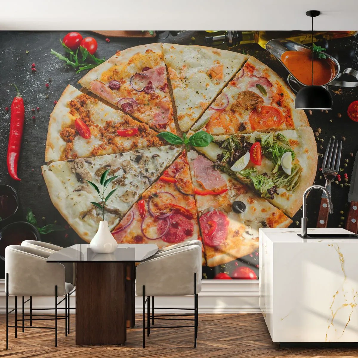 Fototapeta Samolepicí Deluxe Sticker - Vějíř chutí - Gastronomie, Pizza, Itálie - 450x315 cm