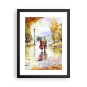 Plakát v černém rámu - Romantický podzim v parku - 30x40 cm