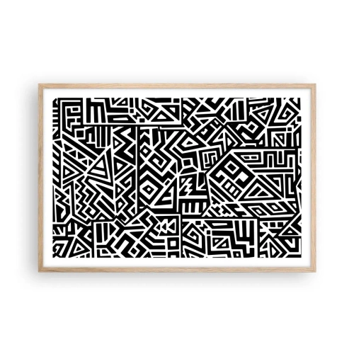 Plakát v rámu světlý dub - Předkolumbovská kompozice - 91x61 cm