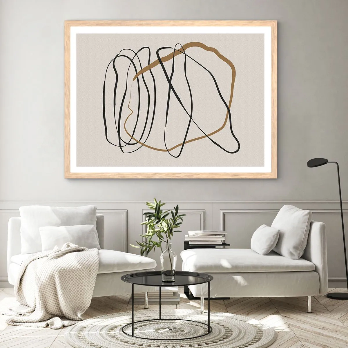 Plakát v rámu světlý dub - Kompozice – tanec ve smyčce - 91x61 cm