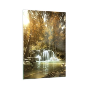 Obraz na skle - Parkový vodopád - 70x100 cm