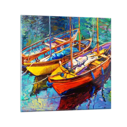 Obraz na skle - Na vodě husté od barev - 40x40 cm