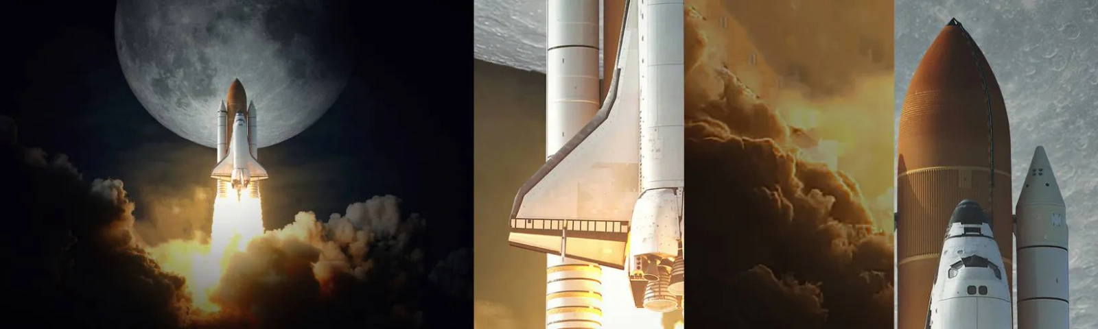 Fototapeta Vzorek Standard Eco - Začátek nadpřirozeného dobrodružství - Měsíc, Vesmírná raketa, NASA - 100x30 cm