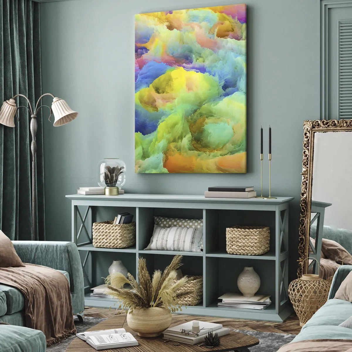 Obraz na plátně - Duhové chmýří - 50x70 cm