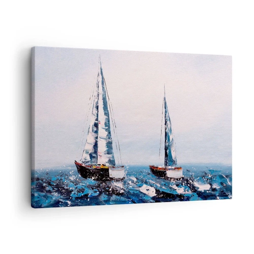 Obraz na plátně - Plachetnice na rozbouřeném moři v malířské kompozici - 70x50cm - Bratrství větru - Moderní nástěnná dekorace do obývacího pokoje a ložnice ARTTOR