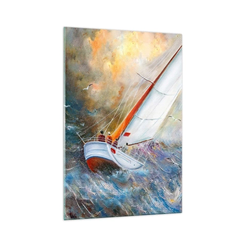 Obraz na skle - Běžící přes vlny - 70x100 cm