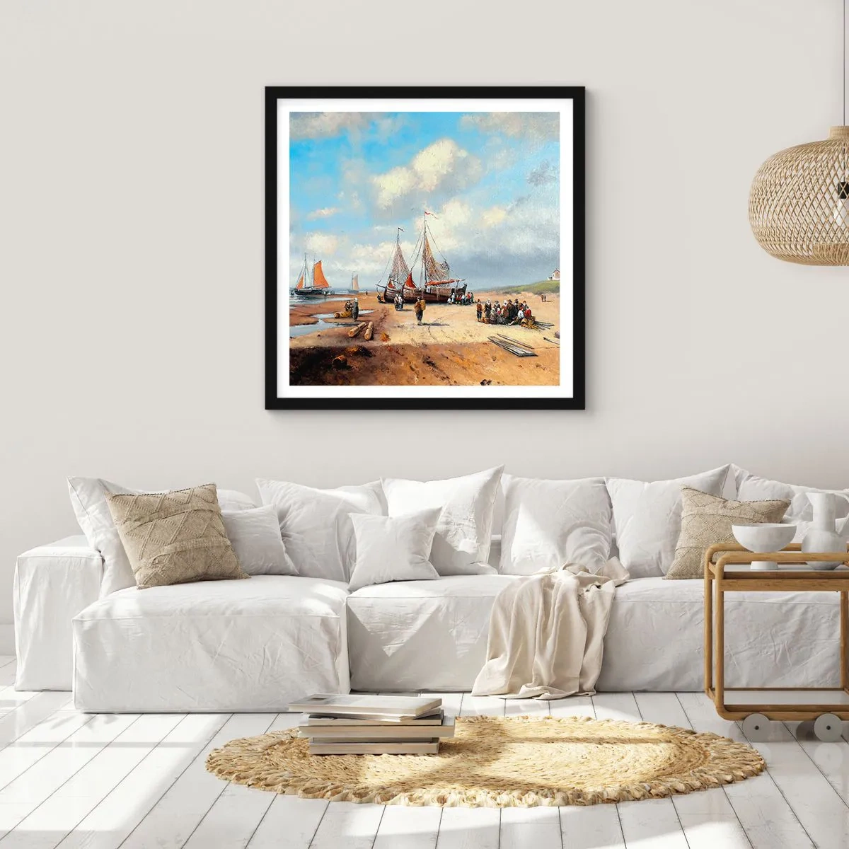 Plakát v černém rámu - Po úspěšném rybolovu - 40x40 cm