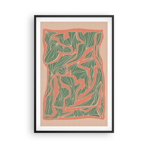 Plakát v černém rámu - Souboj korálů a zeleně - 61x91 cm