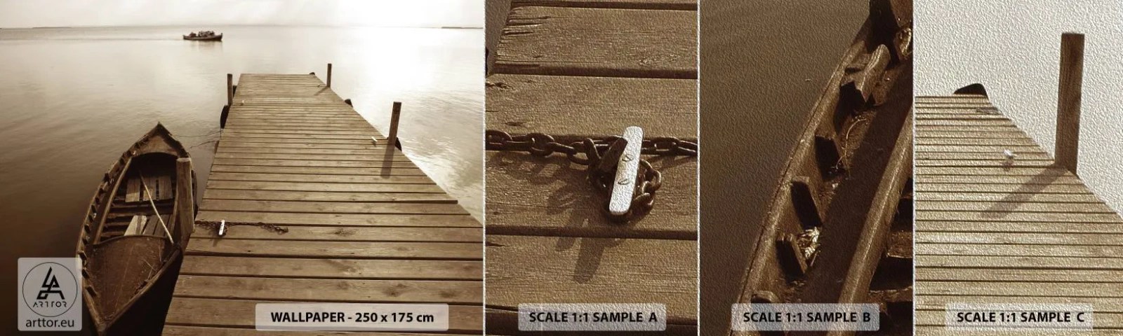 Vzor Fototapety Premium Sand - Velký klid - Krajina, jezero, Dřevěný most - 100x30 cm