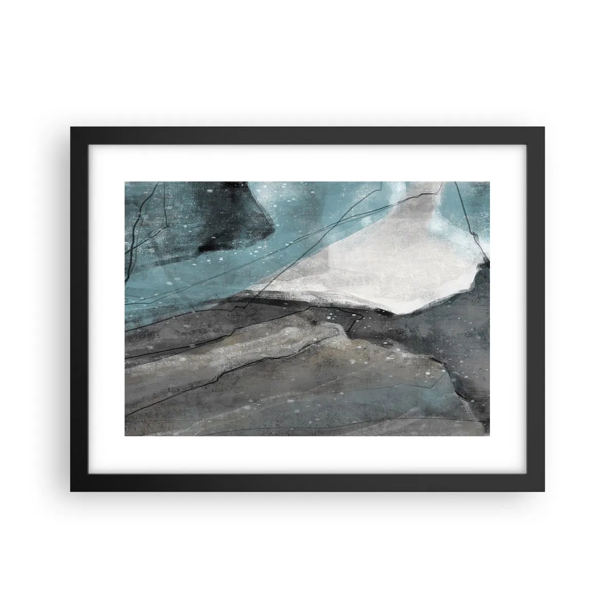 Plakát v černém rámu - Abstrakce: skály a led - 40x30 cm