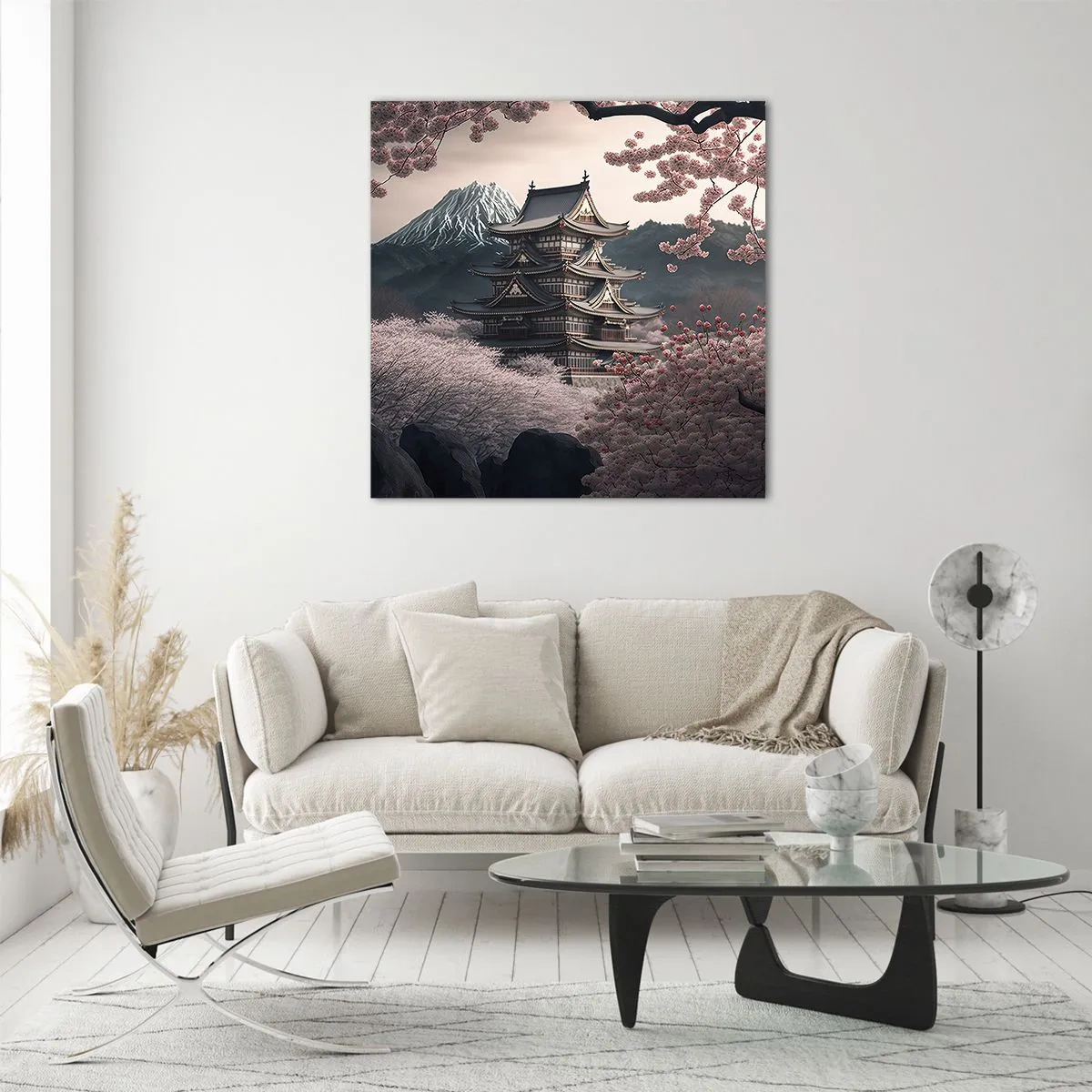 Obraz na skle - Země kvetoucích třešní - 60x60 cm