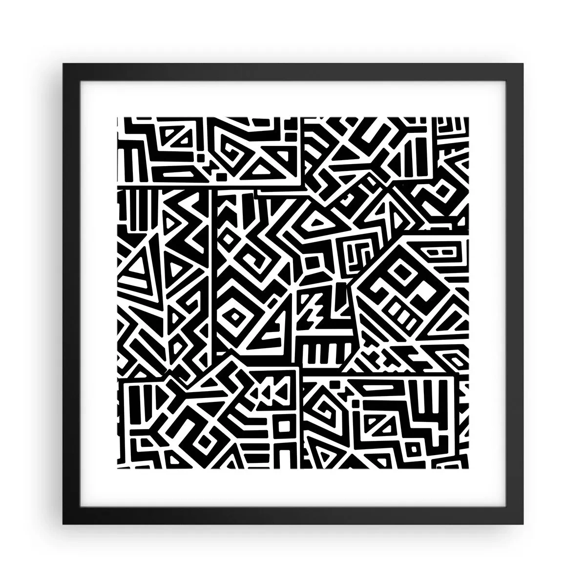 Plakát v černém rámu - Předkolumbovská kompozice - 40x40 cm