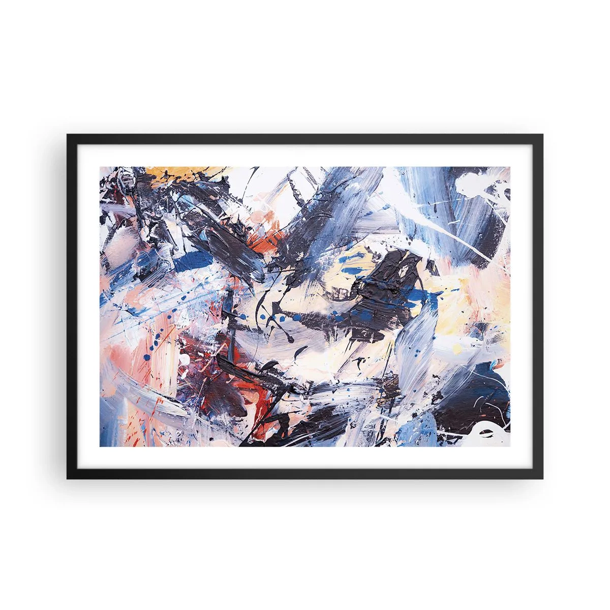 Plakát v černém rámu - Bláznivý tanec abstrakce - 70x50 cm