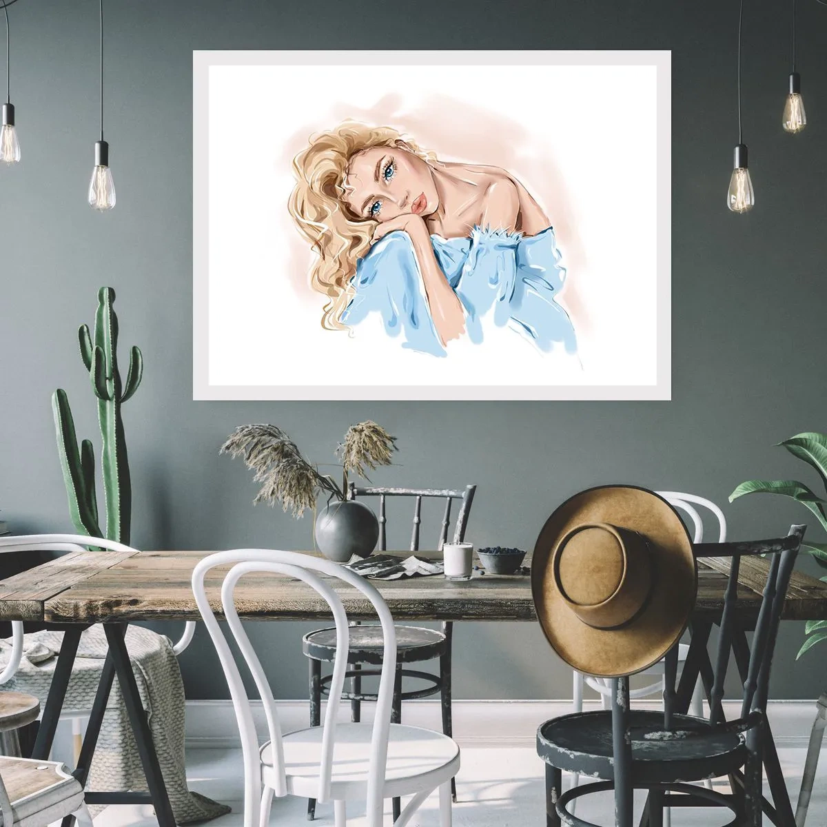 Plakát - Zasněná v modré - 70x50 cm