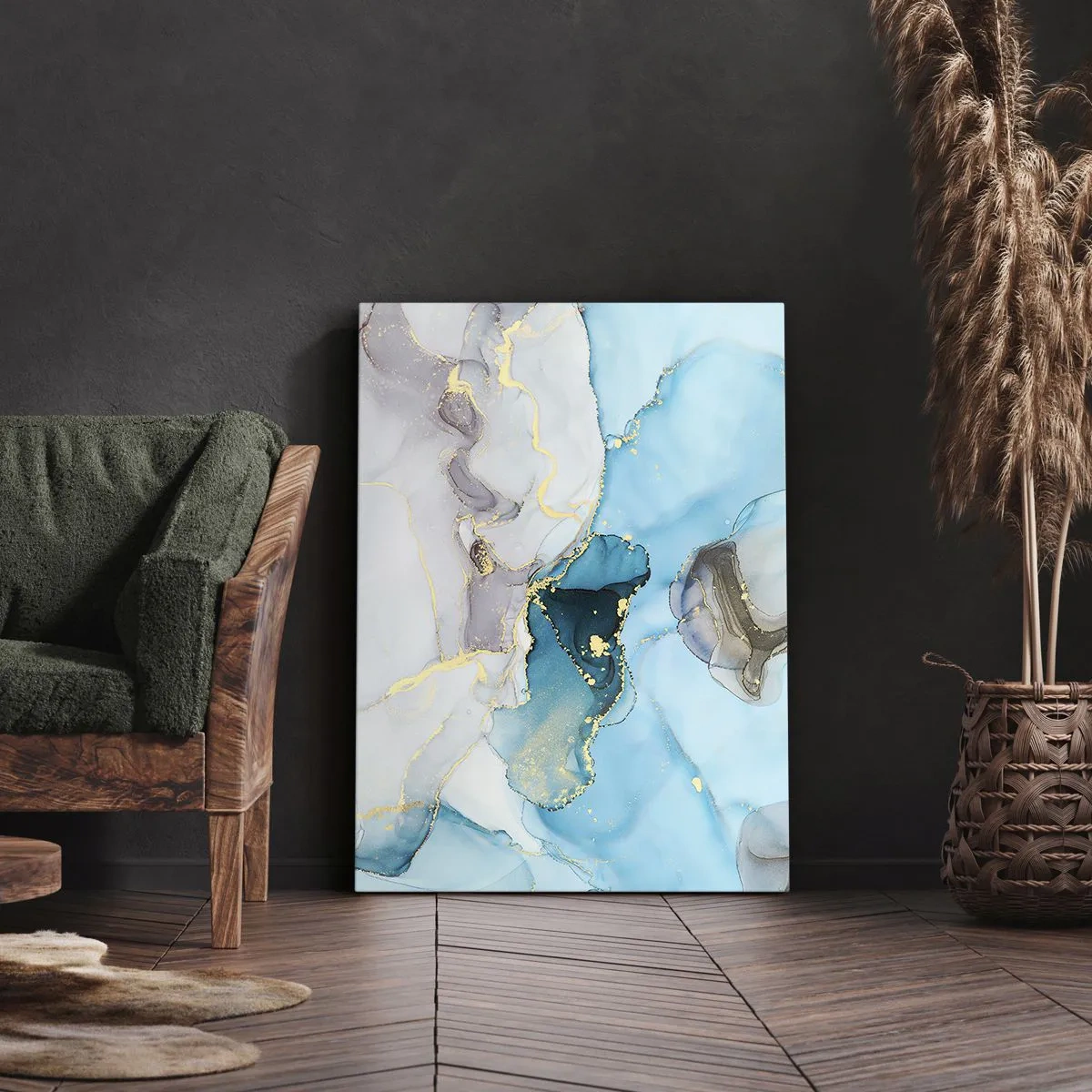 Obraz na plátně - Studie o setkání šedé a tyrkysové - 50x70 cm