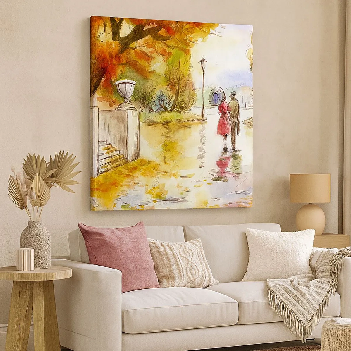 Obraz na plátně - Romantický podzim v parku - 30x30 cm