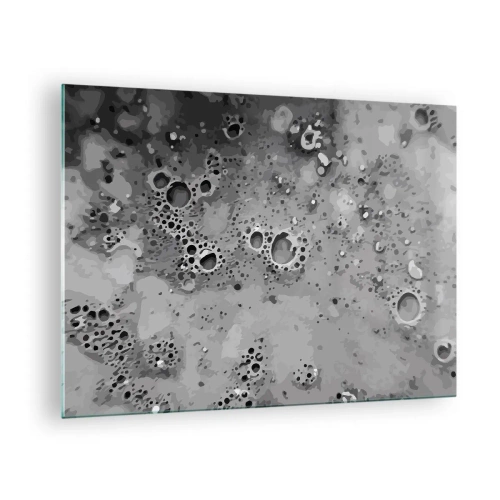 Obraz na skle - Abstraktní vzor připomínající povrch měsíce v odstínech šedé. - 70x50cm - Jako měsíční krajina - Moderní nástěnná dekorace do obývacího pokoje a ložnice ARTTOR