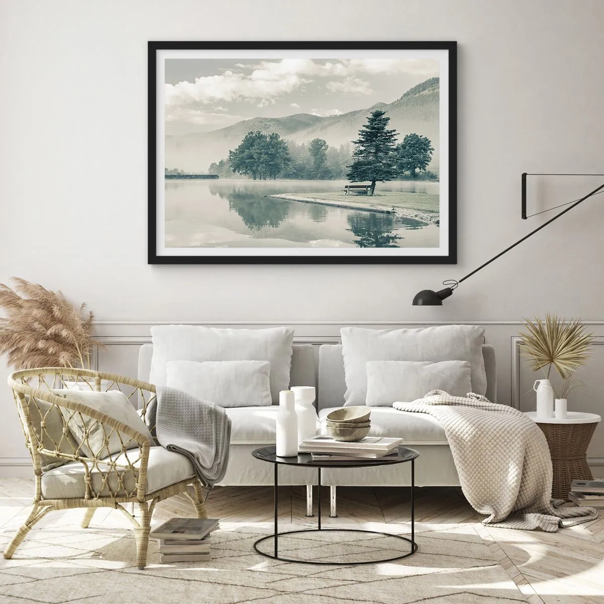 Plakát v černém rámu - Jezero ještě spí - 100x70 cm