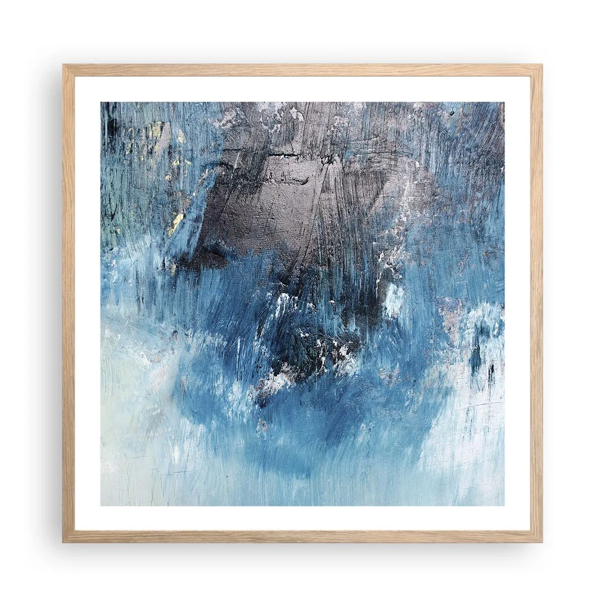 Plakát v rámu světlý dub - Rapsodie v modrém - 60x60 cm