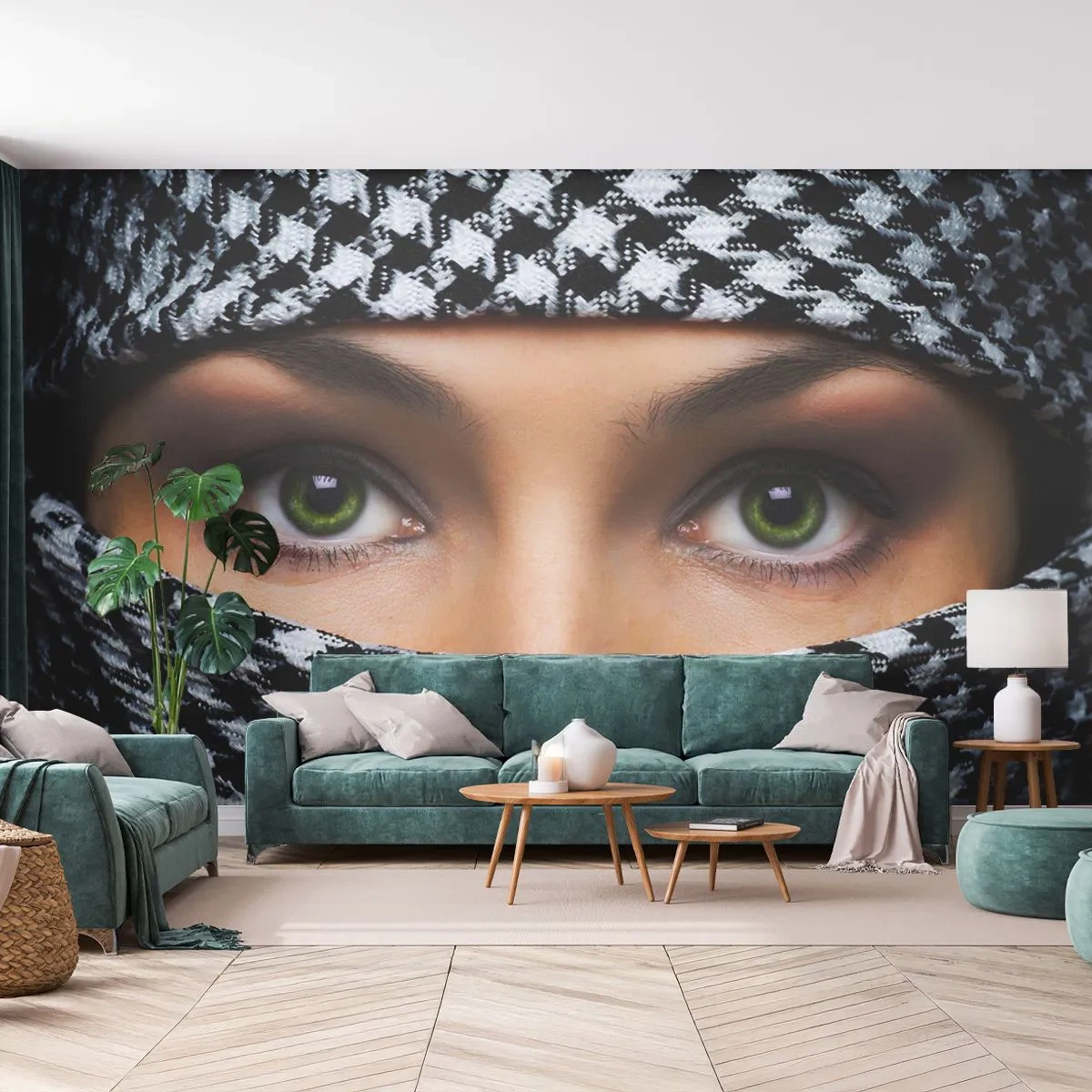 Fototapeta Premium Sand - Portrét zahalené zelenooké krásky - Žena, Oči, Kultura - 400x280 cm