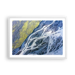 Plakát v bílém rámu - Jeskynní malby přírody - 70x50 cm