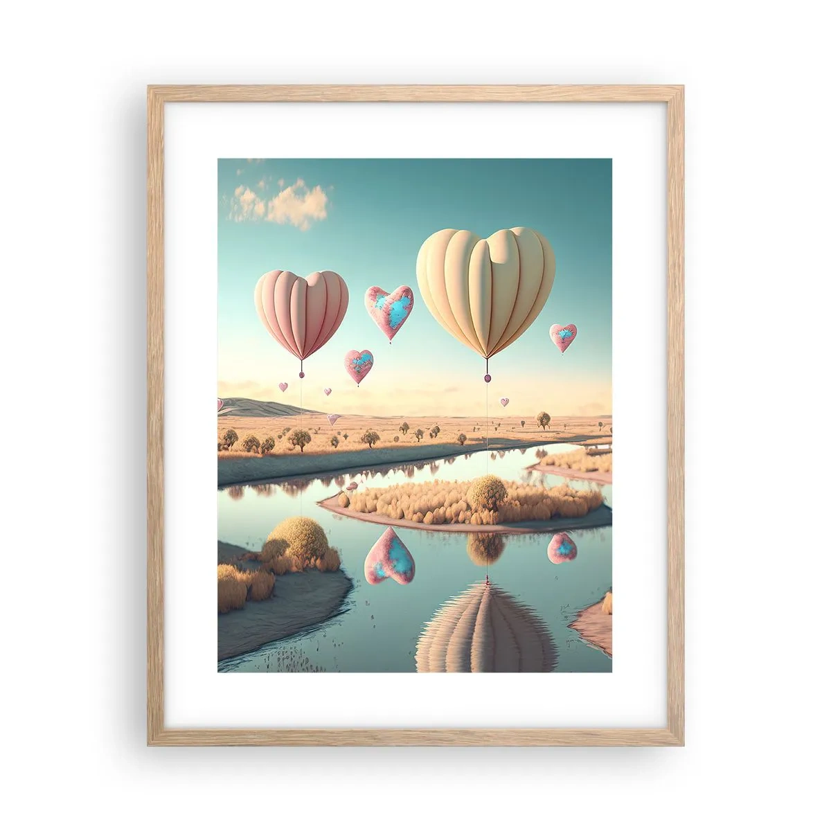 Plakát v rámu světlý dub - Láska tě nechá vzlétnout - 40x50 cm