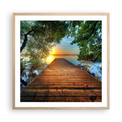 Plakát v rámu světlý dub - Nespěchej, posaď se - 60x60 cm