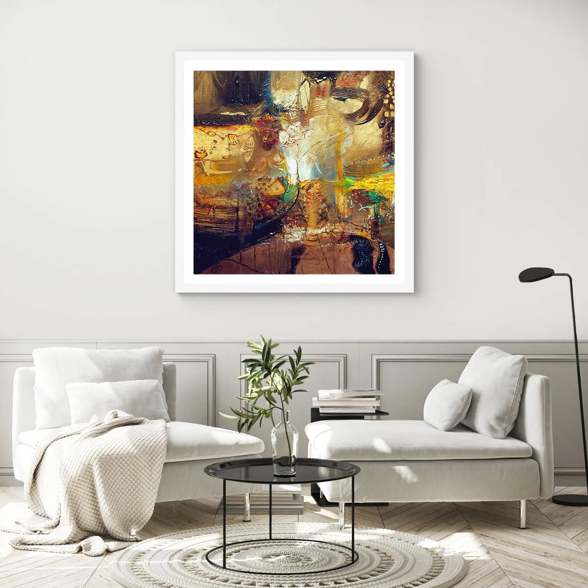 Plakát v bílém rámu - Zima, tepleji, horko - 60x60 cm