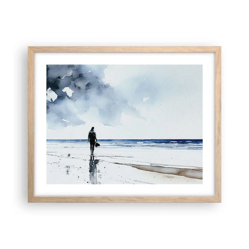 Plakát v rámu světlý dub - Rozhovor s mořem - 50x40 cm