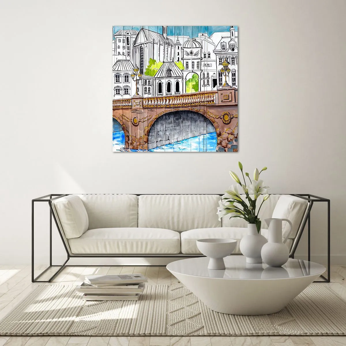 Obraz na skle - Město jako malované - 60x60 cm
