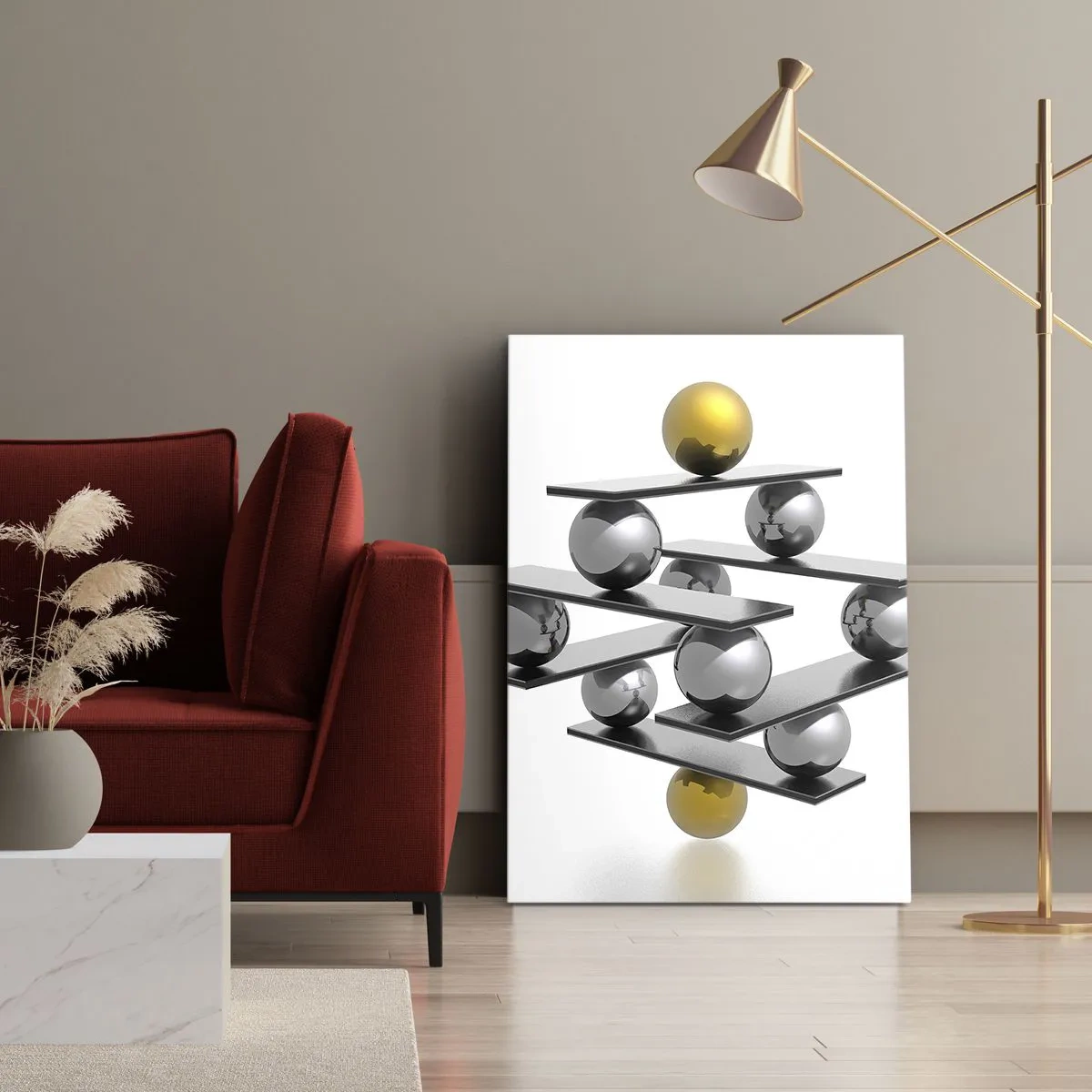 Obraz na plátně - Zlato-stříbrná rovnováha - 80x120 cm