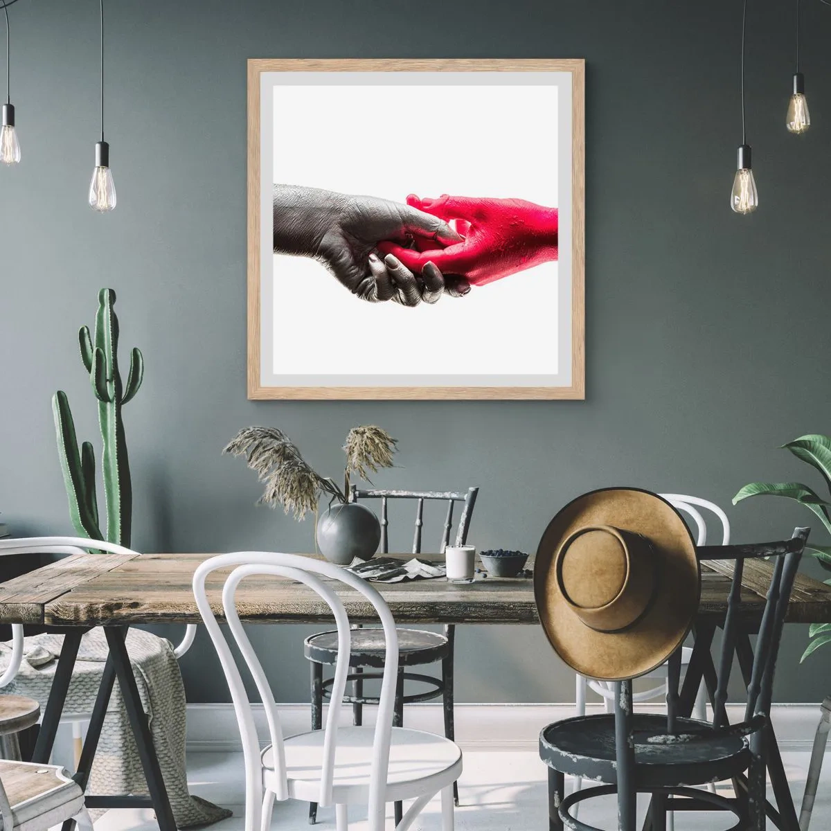 Plakát v rámu světlý dub - Spolu i když jsme odlišní - 50x50 cm