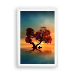 Plakát v bílém rámu - Voda a ticho vesmíru - 61x91 cm