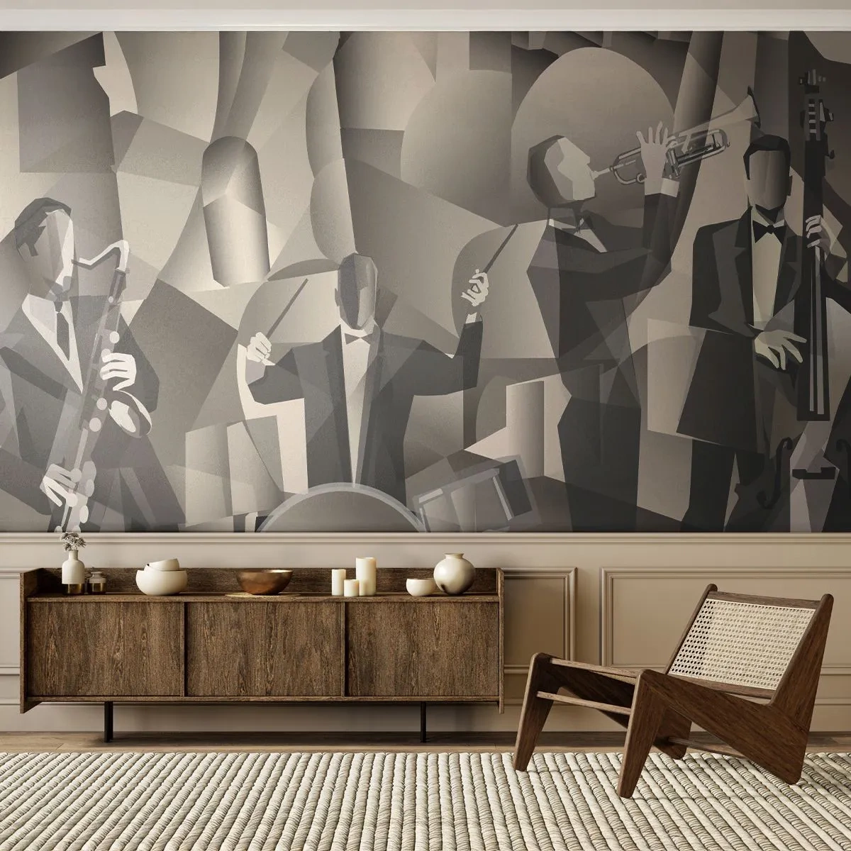 Fototapeta Samolepicí Deluxe Sticker - V prostoru zvuků - Abstrakce, Kapela, Jazz - 250x175 cm