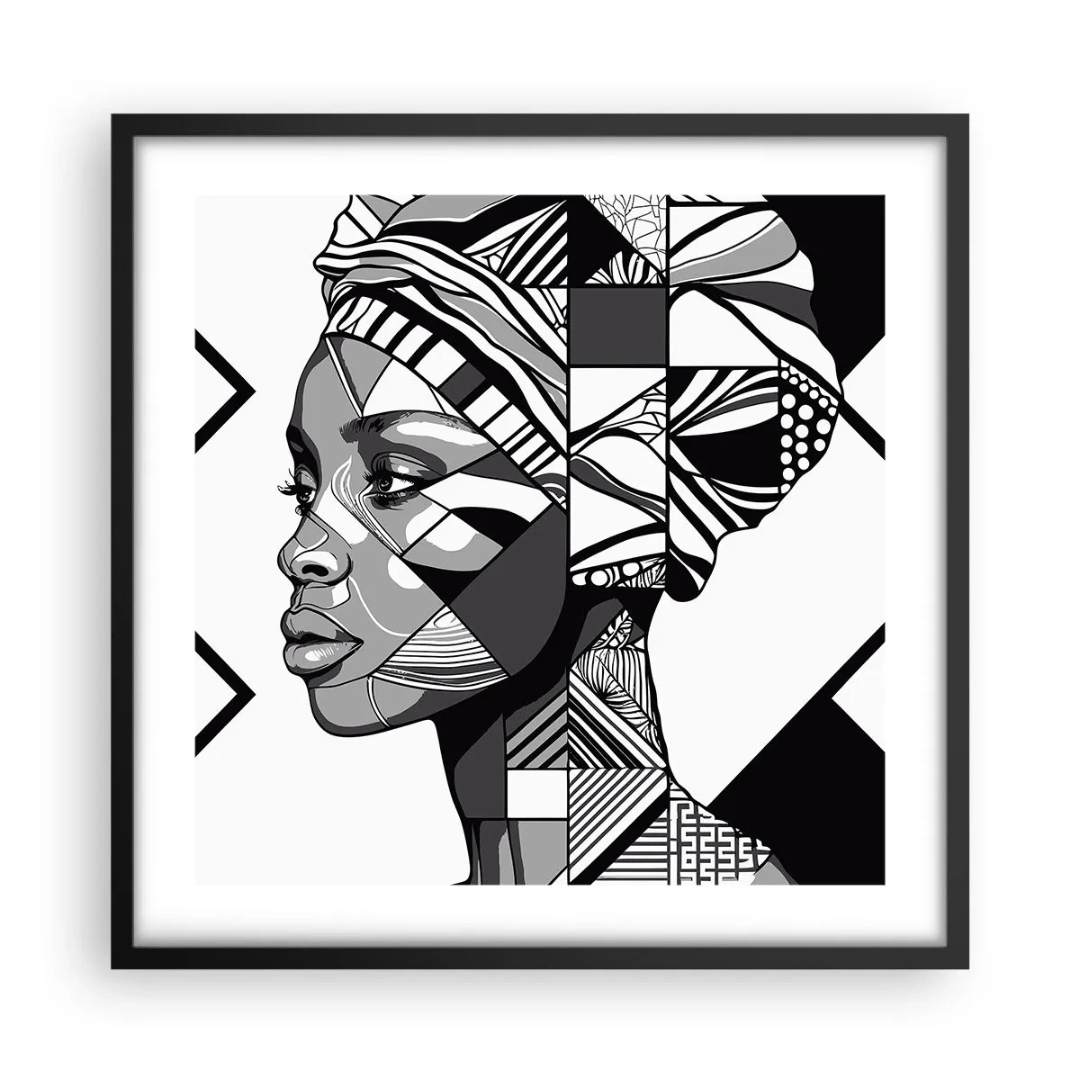 Plakát v černém rámu - Etnický portrét - 50x50 cm