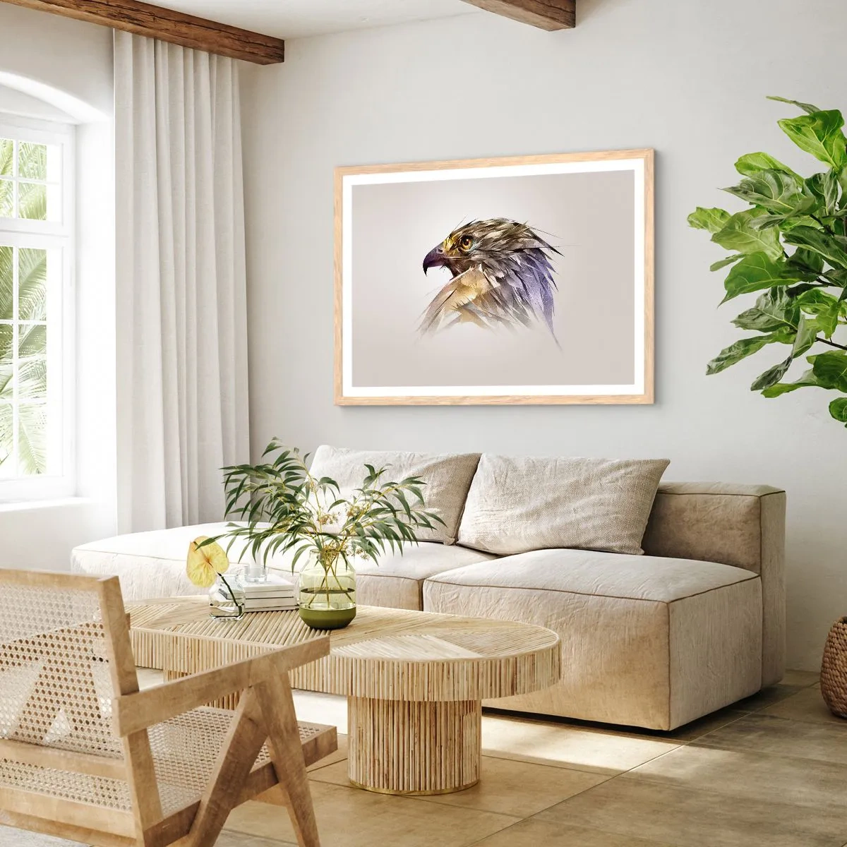 Plakát v rámu světlý dub - Portrét bojovníka - 100x70 cm